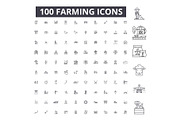 Farming editable line icons vector