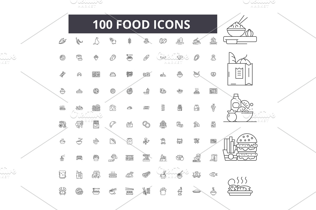 Food editable line icons vector set in Illustrations - product preview 8