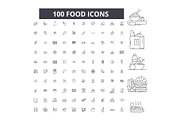 Food editable line icons vector set