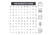 Gadgets editable line icons vector