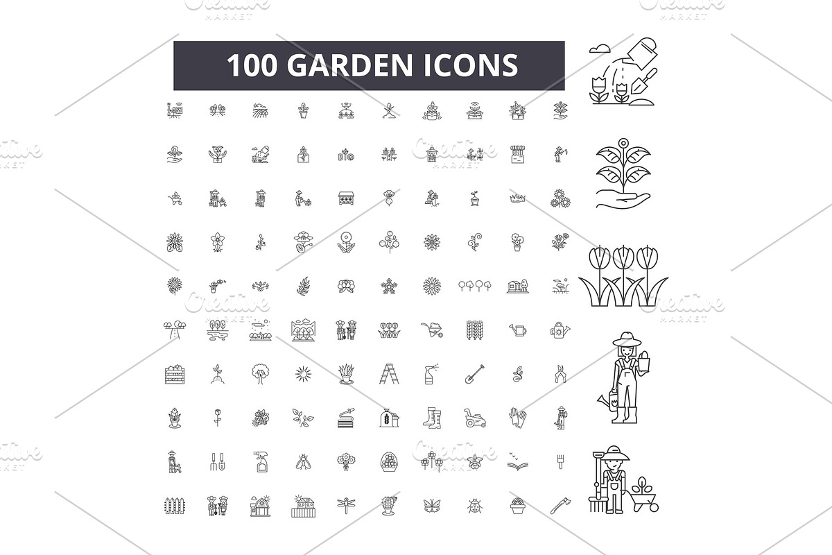 Garden editable line icons vector in Illustrations - product preview 8