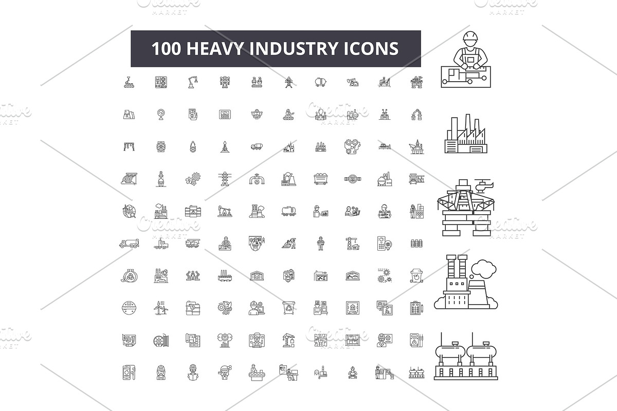 Heavy industry editable line icons in Illustrations - product preview 8