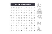 Hobby editable line icons vector set