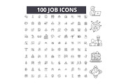 Job editable line icons vector set
