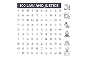 Law justice editable line icons