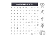 Leadership editable line icons