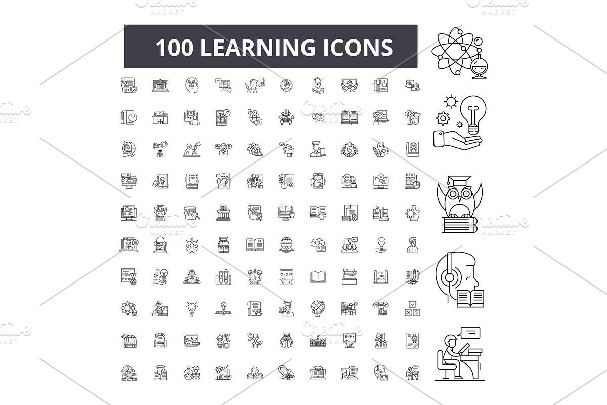 Learning editable line icons vector in Illustrations - product preview 8