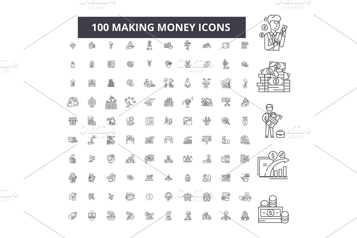 Making money editable line icons in Illustrations - product preview 8