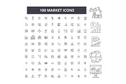 Market editable line icons vector