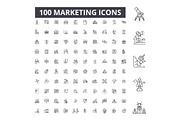 Marketing editable line icons vector