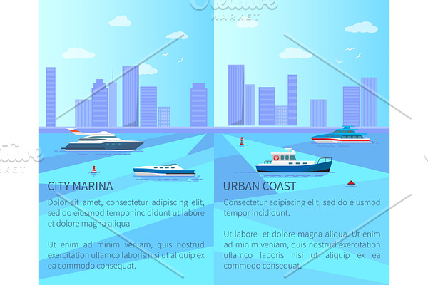 City Marina and Urban Coast Vector
