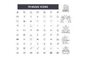 Music editable line icons vector set