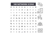 Network editable line icons vector