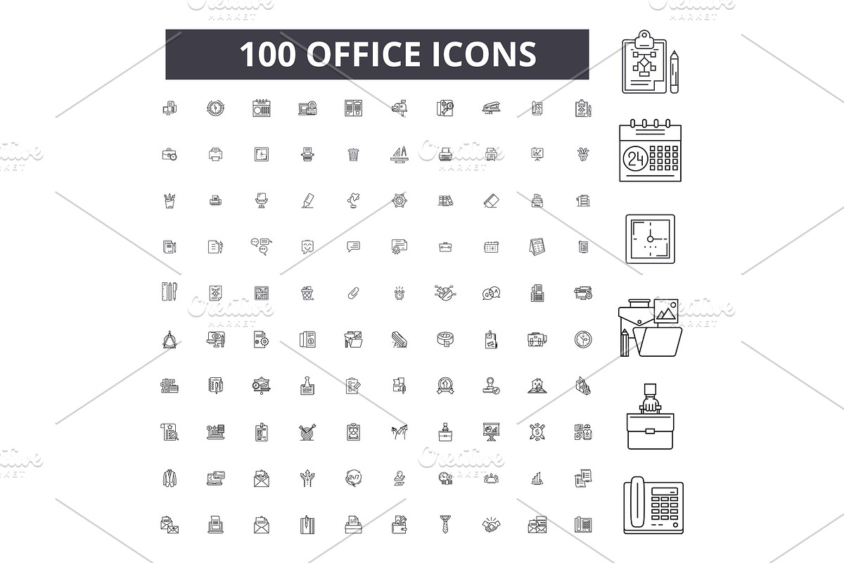 Office editable line icons vector in Illustrations - product preview 8