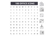 Office editable line icons vector