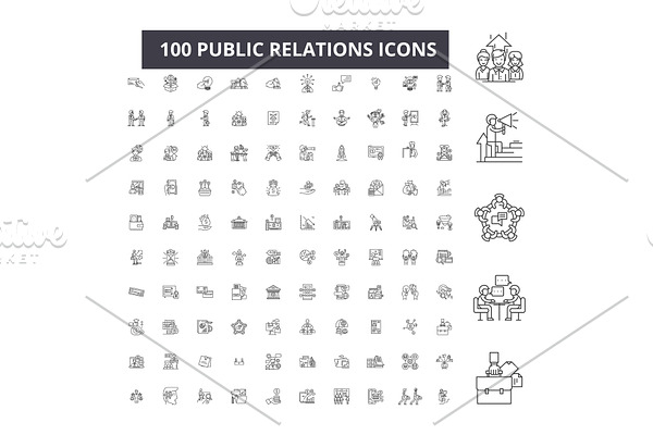 Public relations editable line icons