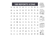 Reports editable line icons vector