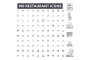 Restaurant editable line icons