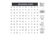 School editable line icons vector