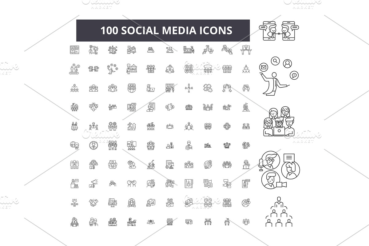 Social media editable line icons in Illustrations - product preview 8