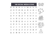 Social media editable line icons