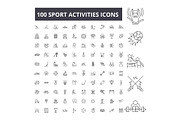 Sport activities editable line icons