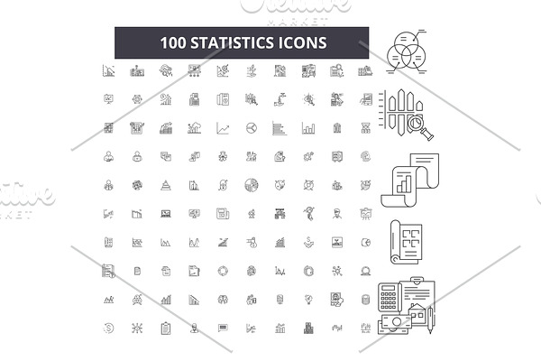 Statistics editable line icons