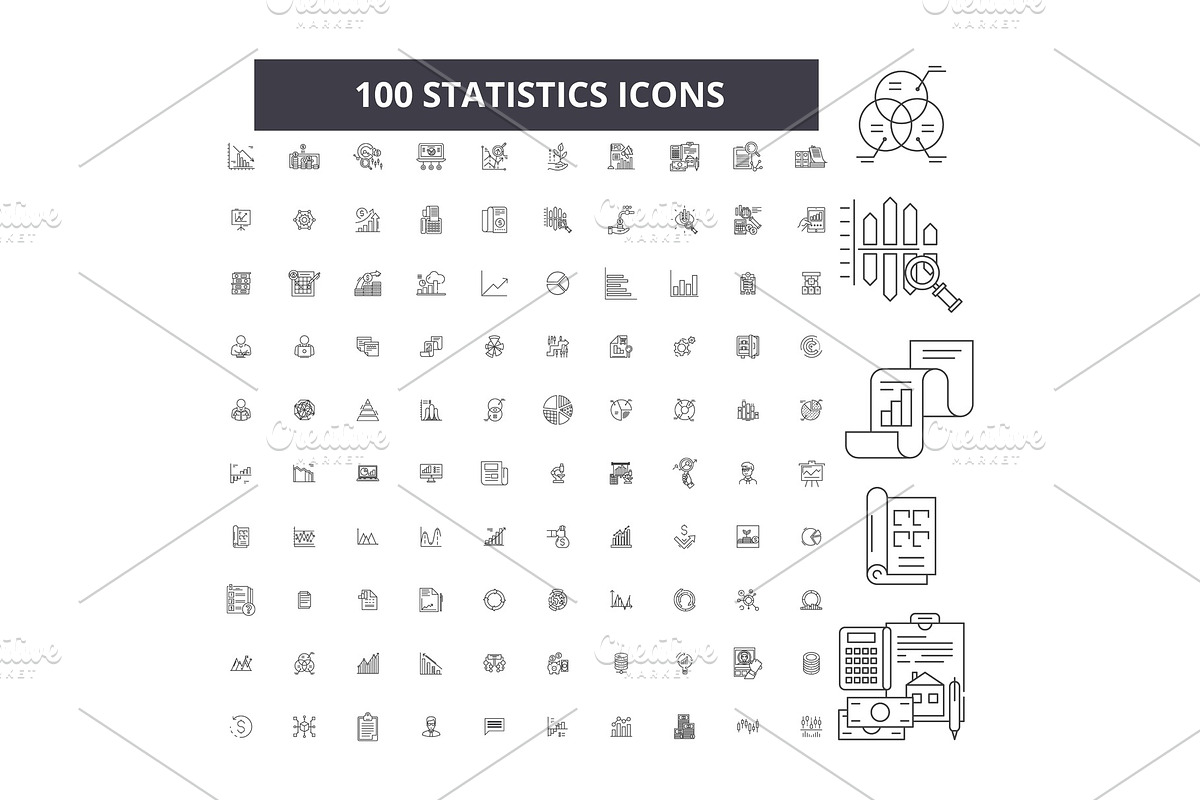 Statistics editable line icons in Illustrations - product preview 8