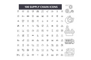 Supply chain editable line icons