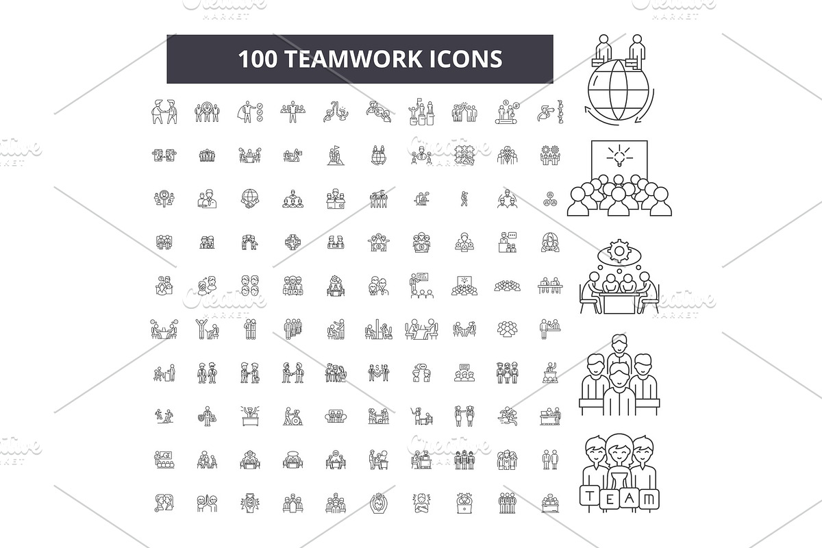 Teamwork editable line icons vector in Illustrations - product preview 8