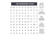 Teamwork editable line icons vector