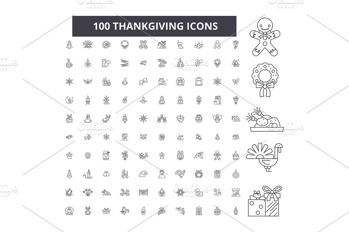 Thankgiving editable line icons in Illustrations - product preview 8