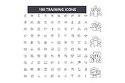 Training editable line icons vector