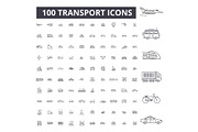 Transport editable line icons vector