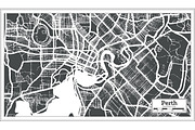 Perth Australia City Map in Retro
