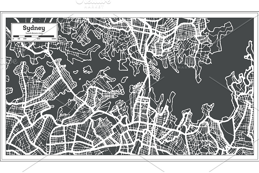 Sydney Australia City Map in Retro