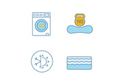 Orthopedic mattress color icons set
