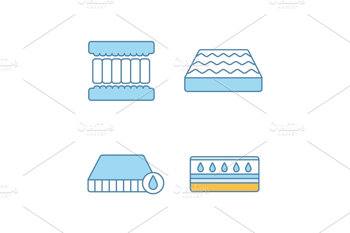 Orthopedic mattress color icons set in Icons - product preview 8