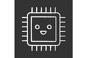 Smiling processor chalk icon