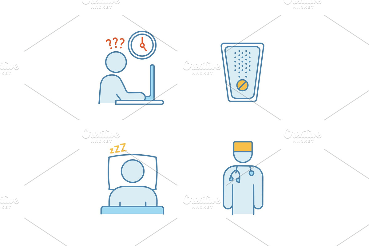 Emotional stress color icons set in Icons - product preview 8