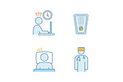 Emotional stress color icons set