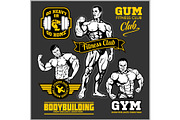 Set of bodybuilding emblems with
