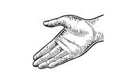 Open hand palm gesture engraving