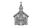 Old wooden church engraving vector