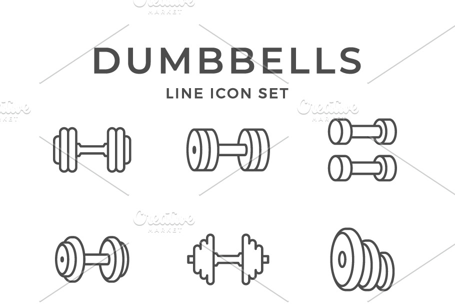 Set line icons of dumbbells in Icons - product preview 8
