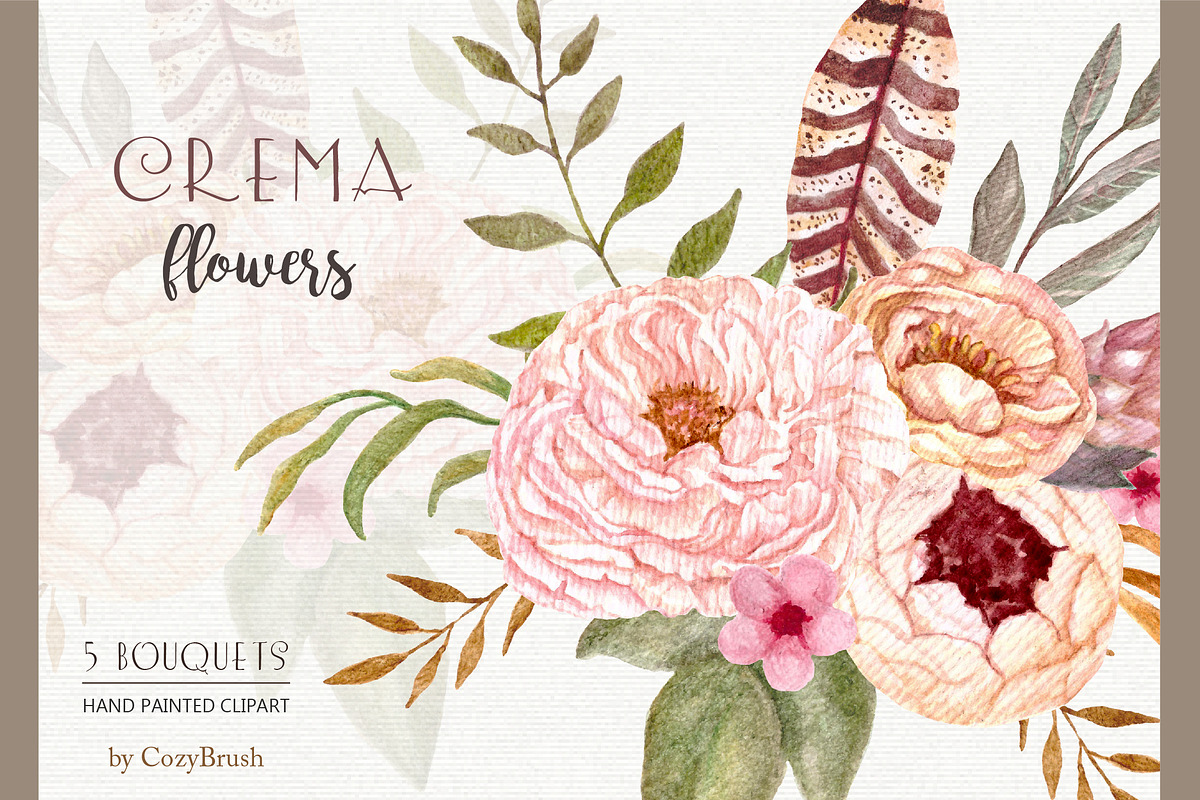 Hand painted watercolor flowers art in Illustrations - product preview 8