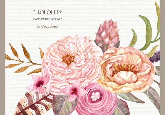Hand painted watercolor flowers art in Illustrations - product preview 2