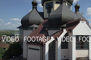 Aerial church city Burshtyn, Ukraine