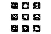 Kinds of weather icons set, grunge