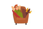 Young Man Sitting on Armchair and
